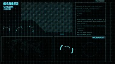 Hud Futuristik 4k Ui Arayüzü. Monokromatik görsel ekran: hava keşfi, grafikler, okumalar, göstergeler .