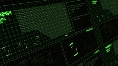 Hud Futuristik 4k Ui Arayüzü. Monokromatik görsel ekran: hava keşfi, grafikler, okumalar, göstergeler .