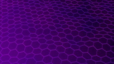 Mor soyut altıgenli video animasyonu, geometrik dalga arkaplanı.