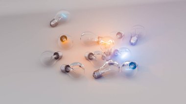 Grunge gri arka planda ampul geleneksel ampul