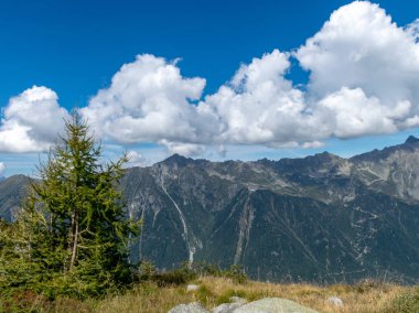mesafe sivri kaya zirveleri ile dağ manzara, Alpler