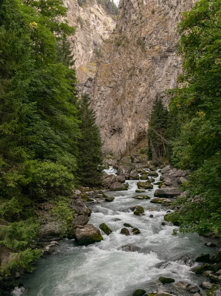 Small River Mountains Slow Shutter Speed Smooth Water Level Dreamy — Stock Photo, Image