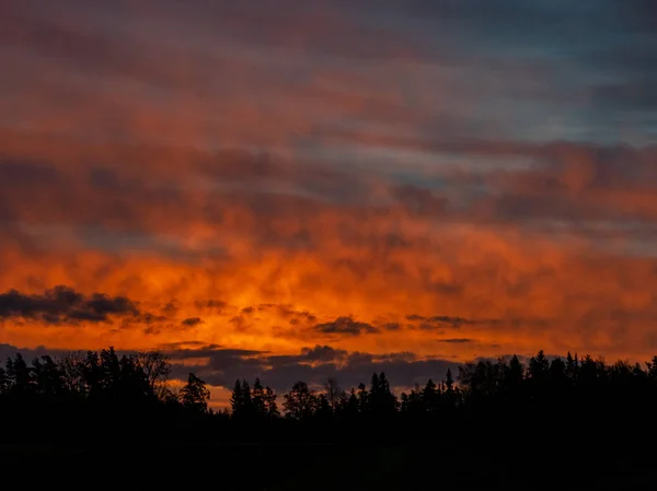 Belo Céu Por Sol Nuvens Dramáticas Foco Seletivo Perto — Fotografia de Stock