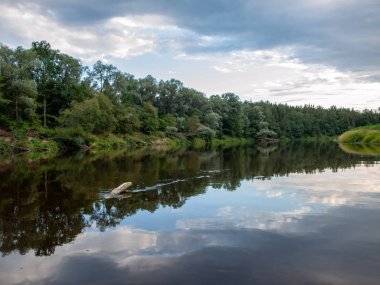saman balonları ile alan görünümü, akşam ışığı, Letonya