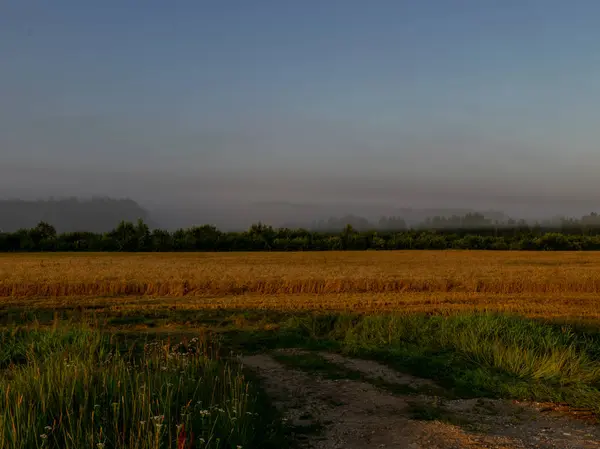 Escena Rural Bajo Luz Del Sol Increíble Paisaje Salida Del —  Fotos de Stock