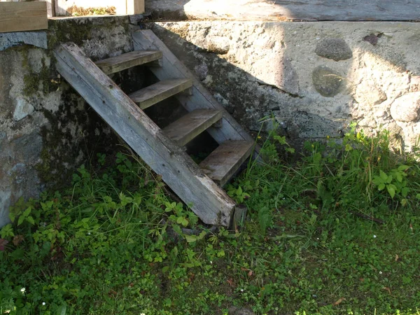 Holztreppe Zum Haus Sehr Altes Holzhaus — Stockfoto