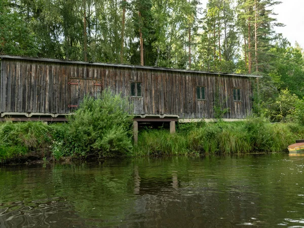 Vue Vieux Bâtiment Bois Qui Est Une Base Bateau — Photo