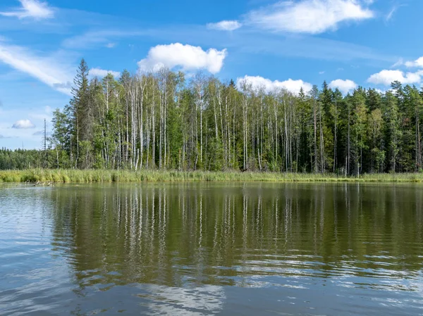 Magnifique Vue Sur Lac Beau Ciel Calme Reflet Lac Contre — Photo