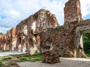 etkileyici kalıntıları, kale 1266 yılında inşa, kırmızı tuğla duvarlar, duvarlarda ağaçlar, Castle Brandenburg, Kaliningrad Oblast, Rusya