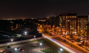 Karanlıkta Kaliningrad gece görünümü, Kaliningrad, Rusya. 09,09,2019