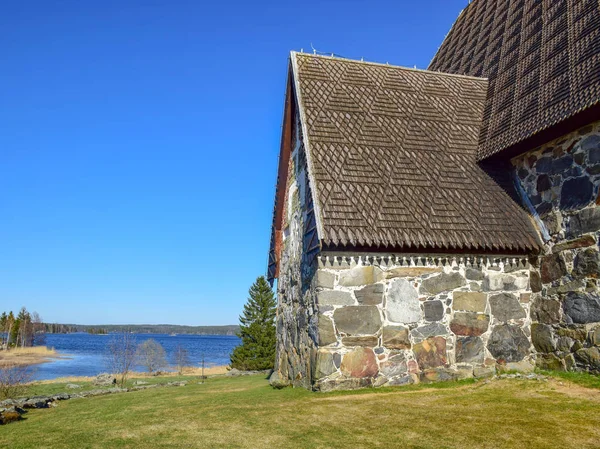 Picture Very Old Stone House Interesting Wooden Tile Roof — Stock Photo, Image