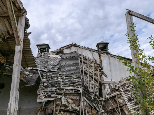 Paisaje Otoño Con Demolición Del Edificio Edificio Destruido — Foto de Stock