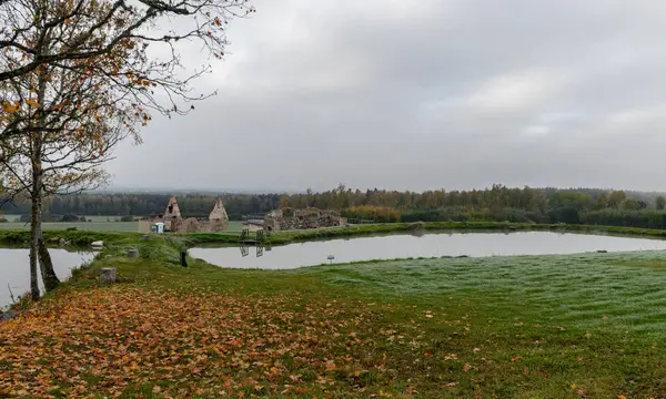 Schöne Fotografie Mit Bunten Bäumen Ufer Schöne Spiegelungen November — Stockfoto
