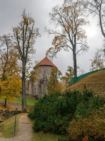 Ruínas Castelo Velho Árvores Coloridas Outono — Fotografia de Stock