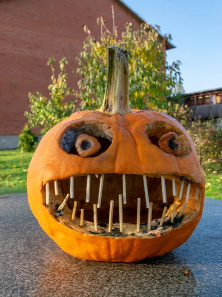 Bild Med Orange Pumpa Efter Halloween — Stockfoto