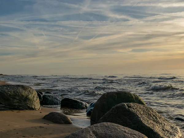 Nuages Déconcentrés Dessus Mer Baltique Après Coucher Soleil Pendant Heure — Photo