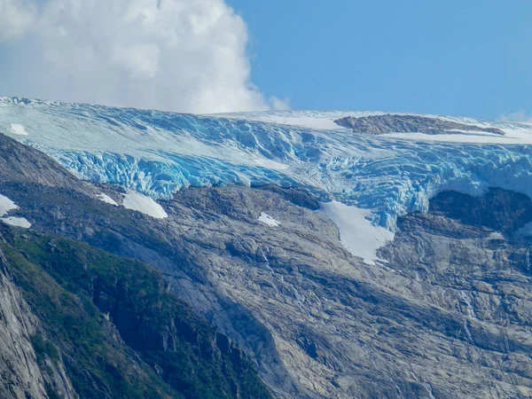 Close Vista Aérea Alta Resolução Geleira Com Gelo Glaciar Azul — Fotografia de Stock