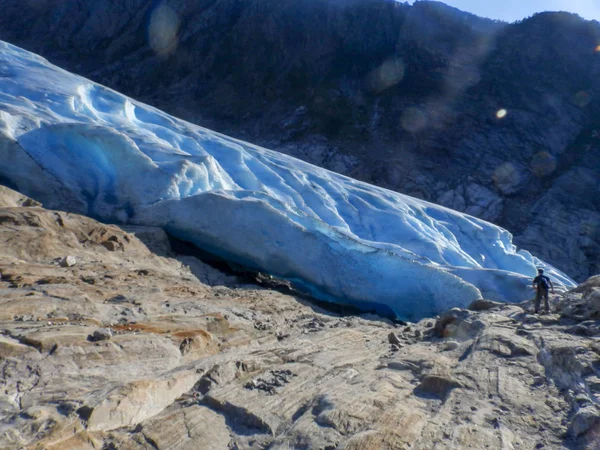 Крупный План Воздушного Обзора Ледника Высоким Разрешением Голубым Ледником — стоковое фото