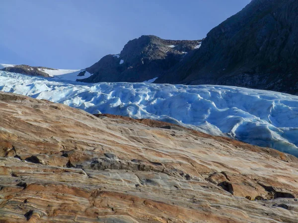 Close Vista Aérea Alta Resolução Geleira Com Gelo Glaciar Azul — Fotografia de Stock