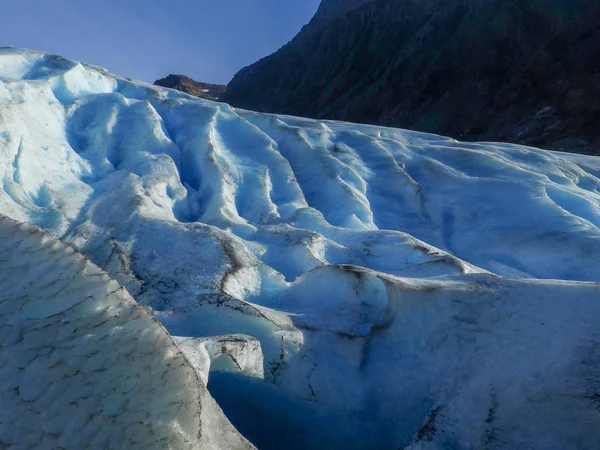 Close Vista Aérea Alta Resolução Geleira Com Gelo Glaciar Azul — Fotografia de Stock