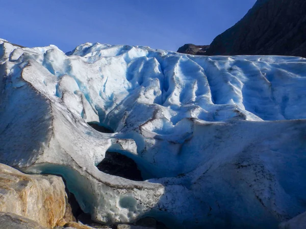 Close Vista Aérea Alta Resolução Geleira Com Gelo Glaciar Azul — Fotografia de Stock