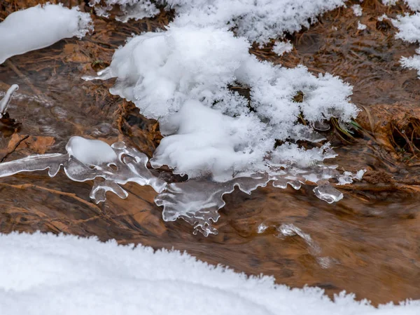 Abstraktes Bild Mit Fließendem Wasser Schnee Felsen Und Eisformationen Geeignet — Stockfoto