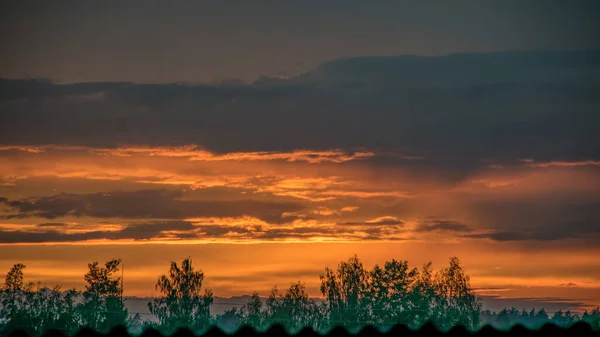 Summer Landscape Colorful Sunset Roof View Window — Stock Photo, Image