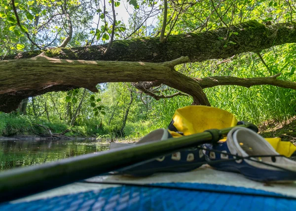 Uitzicht Vanaf Stand Padlle Board Aan Oever Van Een Kleine — Stockfoto