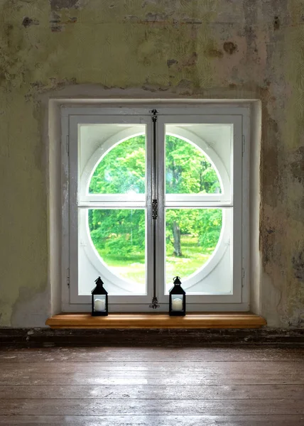 picture with room interior in an old castle room