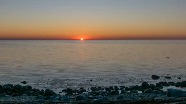 Wunderschöne Sonnenuntergangslandschaft Von Einem Traditionellen Felsstrand Auf Der Insel Saaremaa — Stockfoto