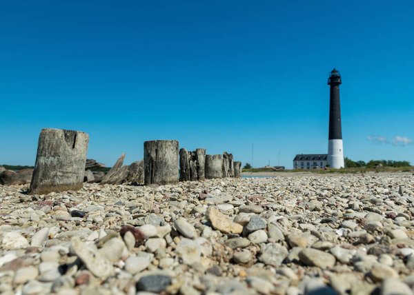 beautiful sightseeing of Saaremaa island in sunny clear day . Sorve lighthouse, Saaremaa island, Estonia