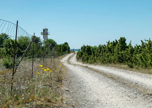 Paysage Estival Traditionnel Avec Route Galets Blancs Île Saaremaa Estonie — Photo