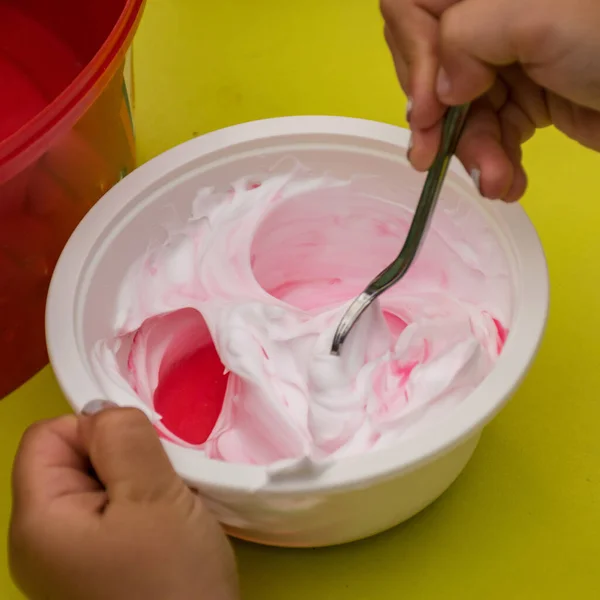 Bol Avec Une Boue Colorée Faire Une Boue Lors Une — Photo