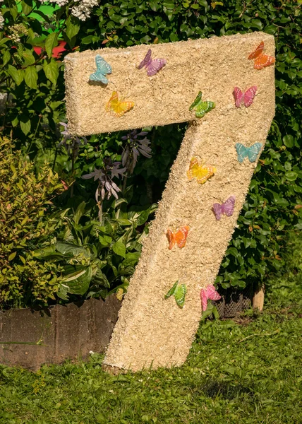 Όμορφη Πεταλούδες Διακοσμημένες Για Παιδικά Πάρτι Γενεθλίων Γιορτή Στον Κήπο — Φωτογραφία Αρχείου