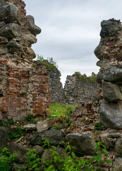 old medieval stone castle ruins, Ergeme castle ruins, Latvia