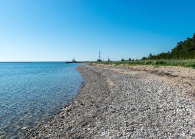Geleneksel kıyı manzaralı manzara, Saaremaa Adası, Estonya