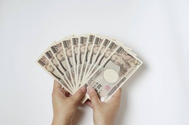 Japon Banknot10 Bin Yen Para Tutan Eller 