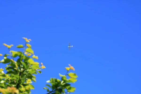 Flugzeug am blauen Himmel — Stockfoto