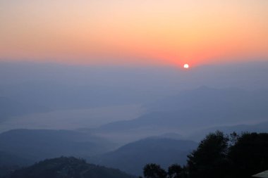 Himalaya Sıradağları, Nepal gündoğumu güzel ilk ışık