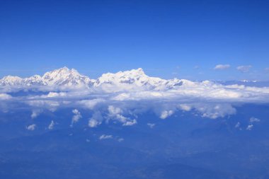 Hava düzleminden Himalaya Sıradağları görünümü