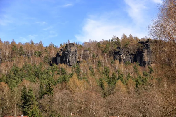 Pasmo górskie zwane górami Łabskim w Niemczech/Czechach — Zdjęcie stockowe