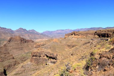 Gran Canaria, Ispanya 'daki Cruz Grande ve San Bartolome de Tirajana Dağları yakınında, Gran Canarian Sıradağları.