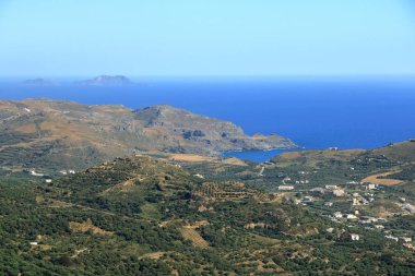 Crete Island, güzel bir plaj ve balıkçı köyü Plakias. Yunanistan