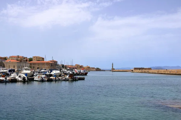 샤니아 구시가지, 크레타, 그리스의 유명한 베네치아 항구 해안가 — 스톡 사진