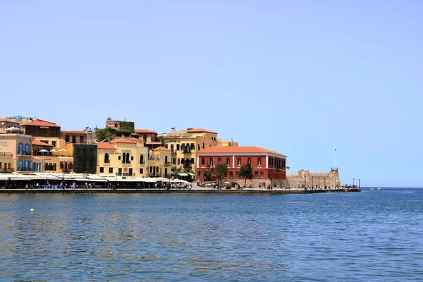 Відомих Венеціанська гавань набережна Старого міста Ханья, Крит, Греція — стокове фото