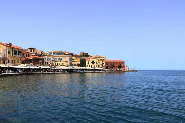 Ünlü Venedik limanı Hanya eski şehir rıhtım, Girit, Yunanistan — Stok fotoğraf
