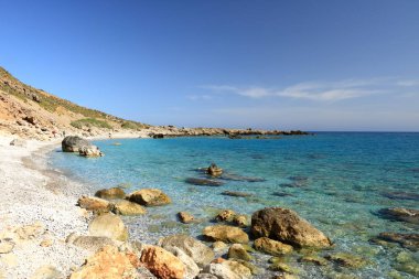 Hora Sfakion girit üzerinde bir loutro yakın Tatlı su plaj, Yunanistan