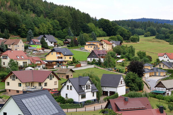 View to the little village of Elmenthal in Thuringia