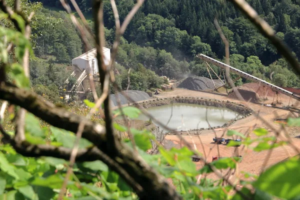 Letecký pohled na lom z hornictví shora, Nesselgrund, Durynsko — Stock fotografie