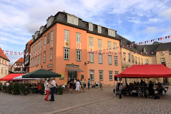 Romanticismo a graticcio nel centro storico Schmalkalden, Turingia, Germania — Foto Stock